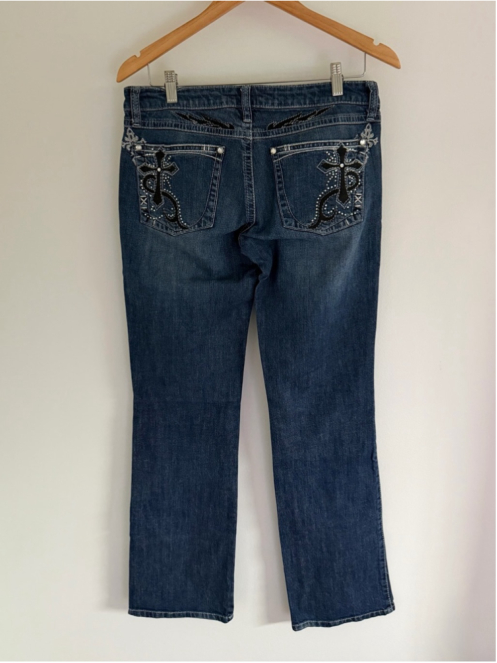 Rock 47 by Wrangler Embellished Cross Bootcut Jeans Size 30 Western Y2K